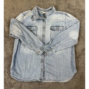 L.L. Bean Unisex Shirt XL Denim Chambray Button Down Blue Long Sleeve 2 Pockets